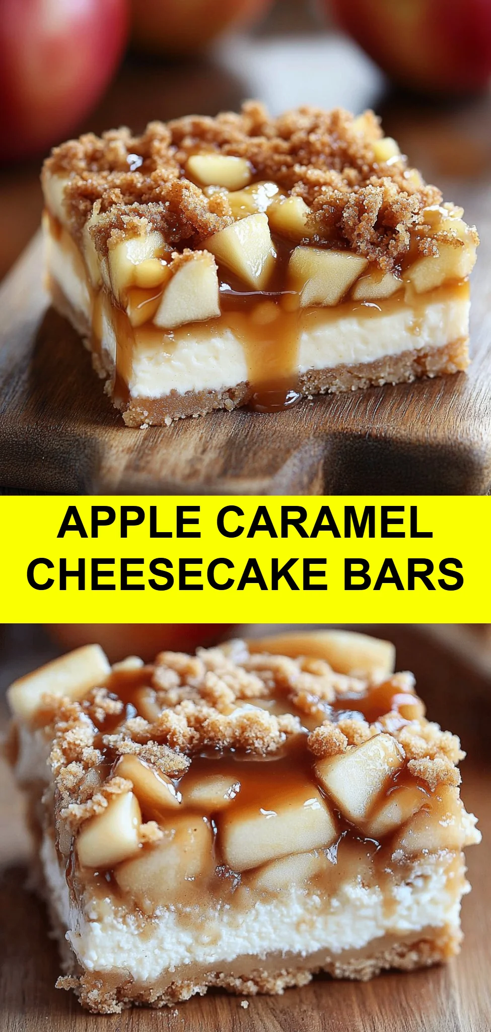 Apple Caramel Cheesecake Bars
