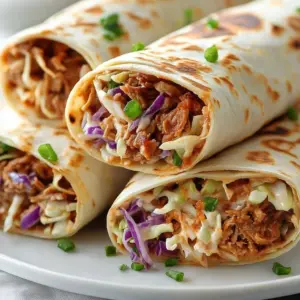 Delicious BBQ chicken wraps ready to serve with fresh ingredients