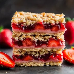 Delicious berry oatmeal crumble bars with a golden oat topping.