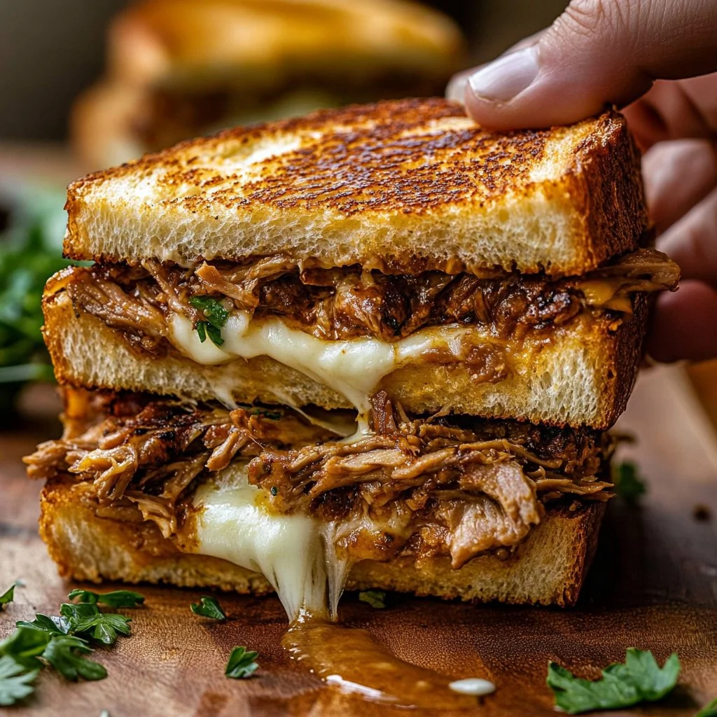 Mouthwatering birria grilled cheese sandwich with melted cheese and savory meat