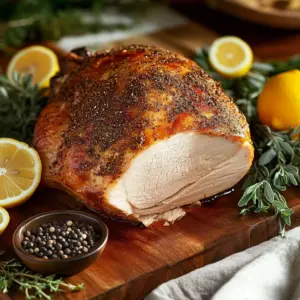 Cajun smoked turkey breast served with herbs and spices