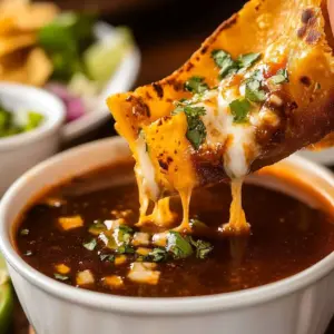Cheesy birria tacos served with broth and fresh garnishes