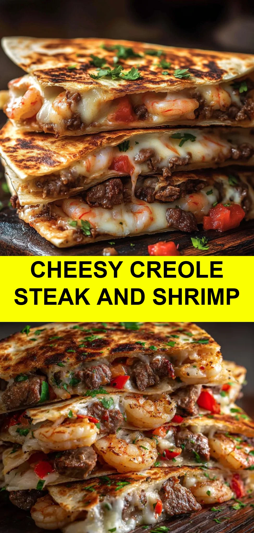 Cheesy Creole Steak and Shrimp