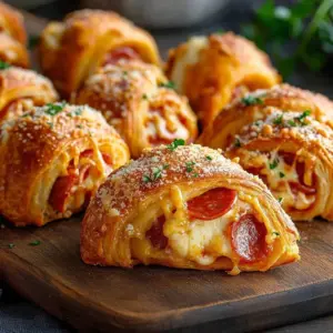 Cheesy pizza crescent rolls fresh out of the oven.