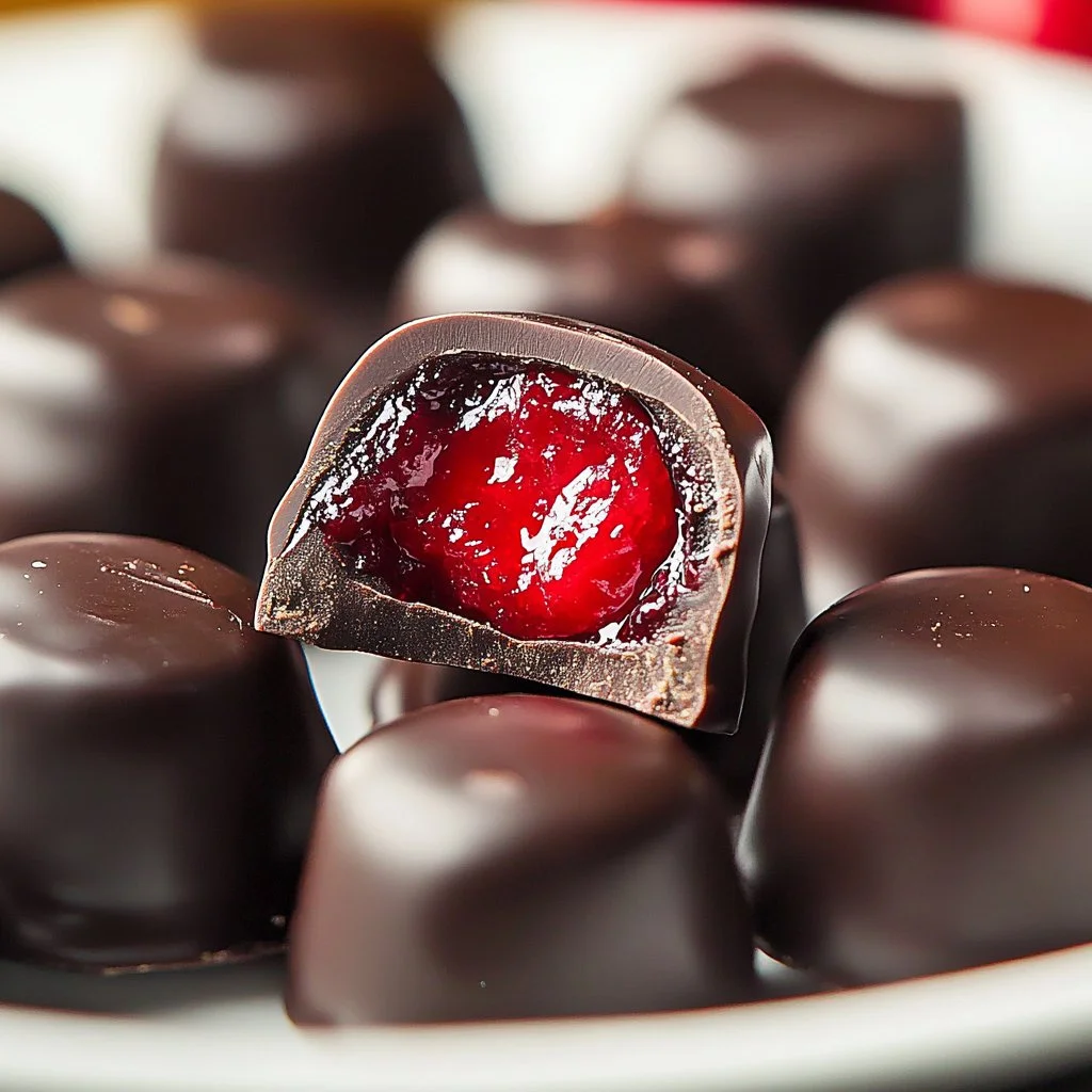 Delicious cherry chocolate covered brownies topped with a glossy cherry glaze.