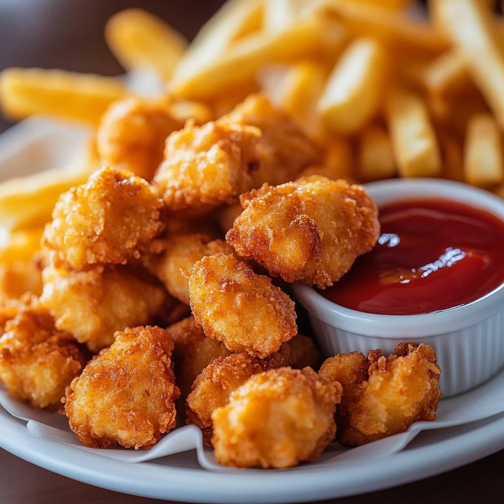 Crispy Chick-fil-A inspired chicken nuggets served with dipping sauce