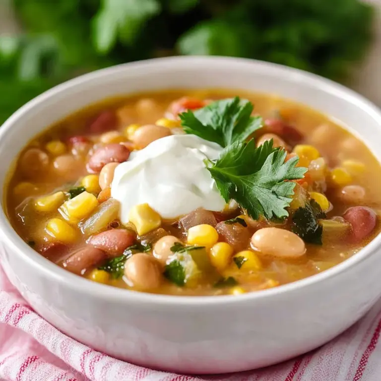 Delicious chicken chili served in a bowl, topped with fresh herbs.