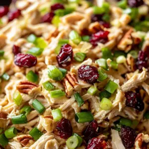 Delicious Chicken Cranberry Pecan Salad with chicken, cranberries, and pecans