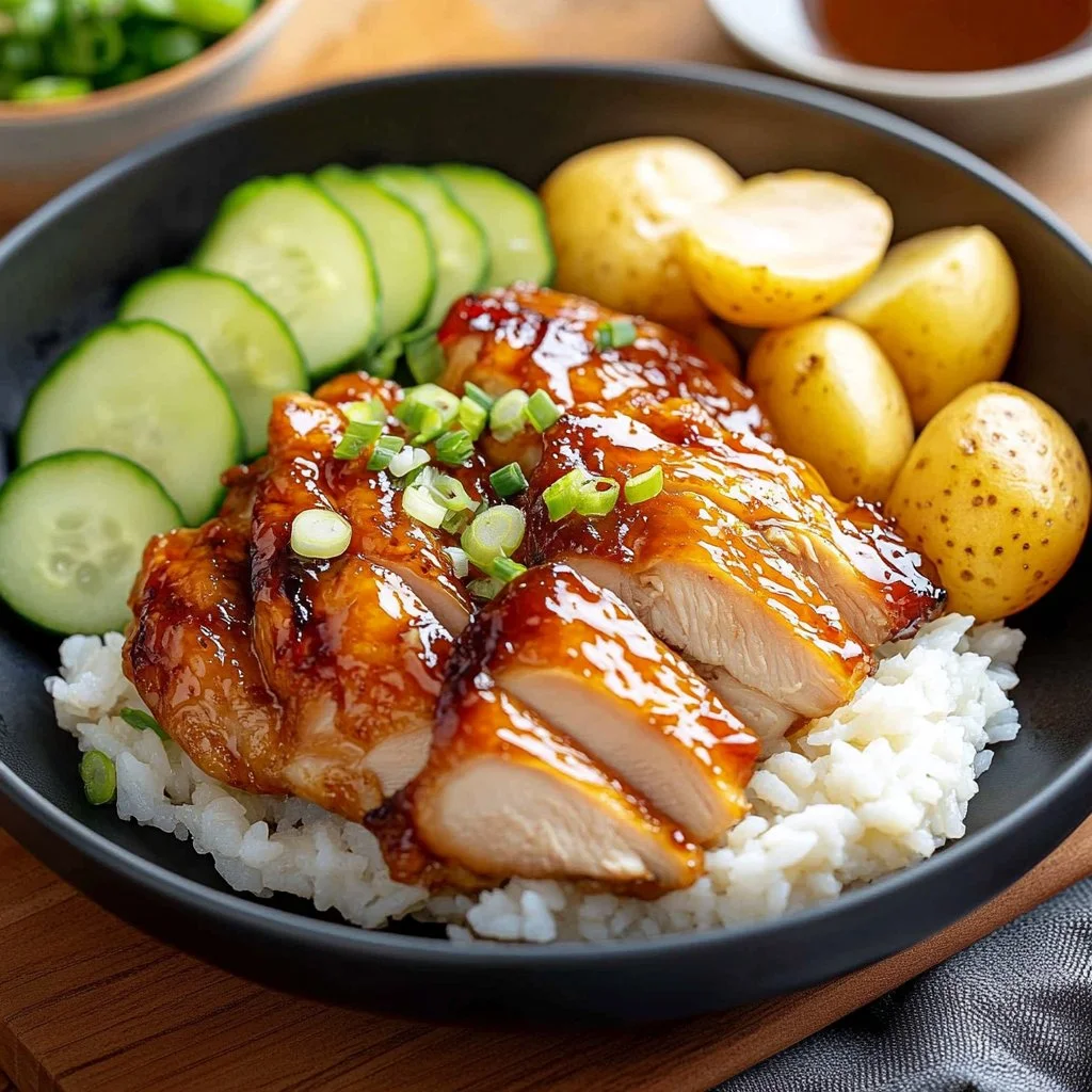 Plate of Chicken Nanban garnished with sauce and vegetables