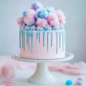 Delicious Cotton Candy Cake with fluffy cotton candy frosting and colorful sprinkles