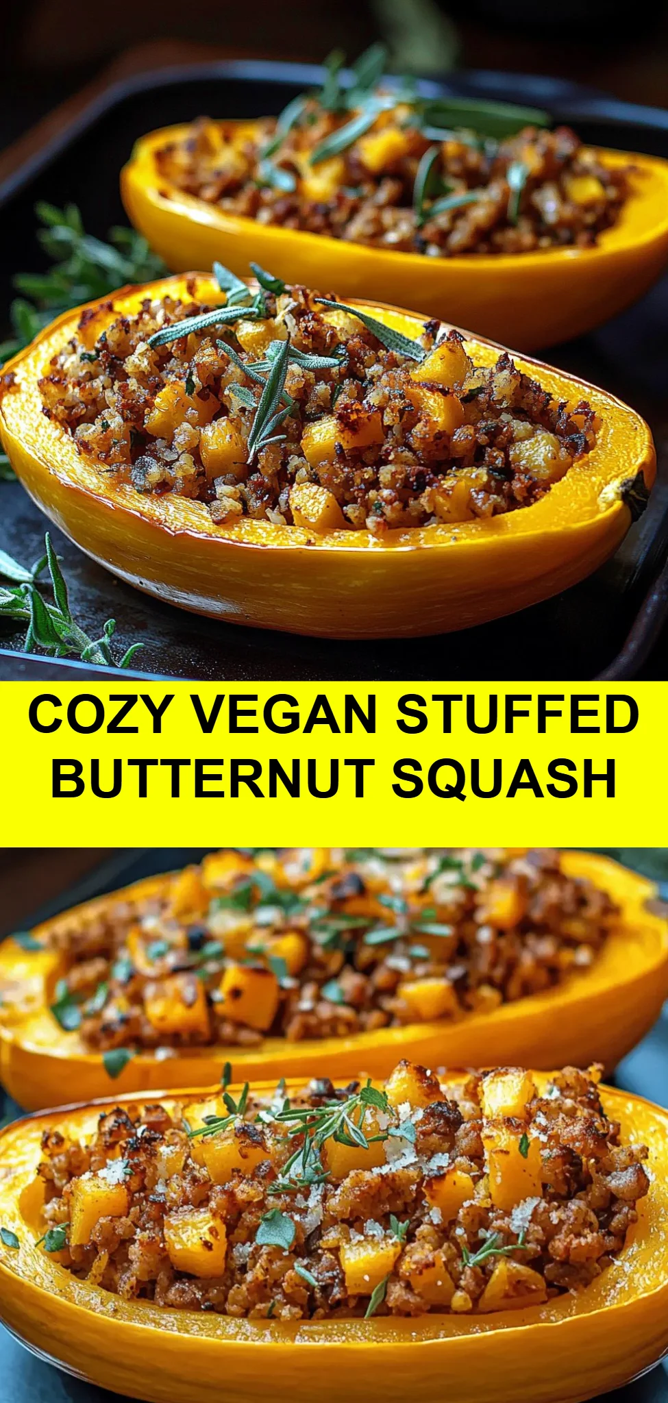 Cozy Vegan Stuffed Butternut Squash
