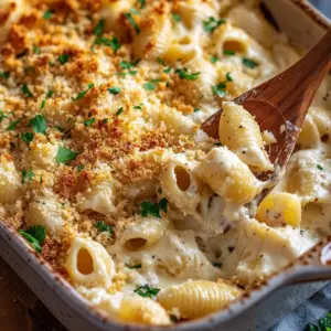 Bowl of creamy Cajun Chicken Mac and Cheese topped with herbs