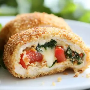 Delicious creamy chicken rollatini garnished with herbs.