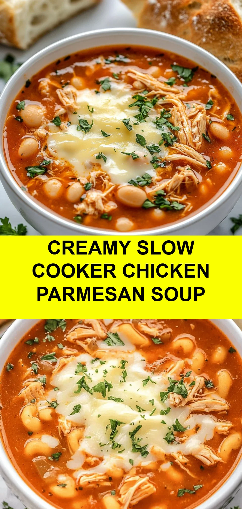 Creamy Slow Cooker Chicken Parmesan Soup