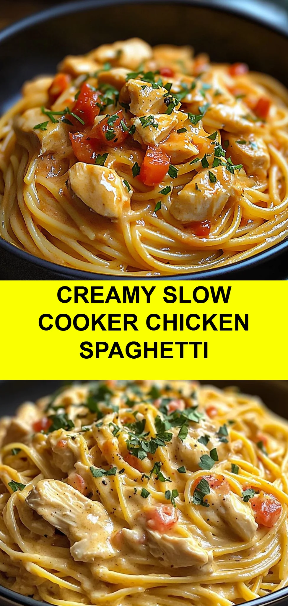 Creamy Slow Cooker Chicken Spaghetti