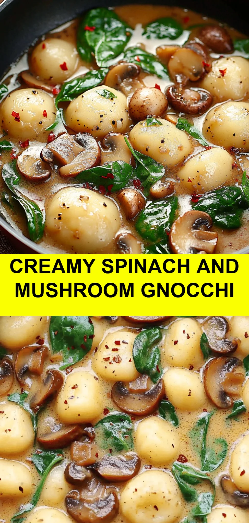 Creamy Spinach and Mushroom Gnocchi