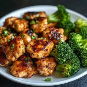Crispy air fryer chicken served with broccoli on a plate.