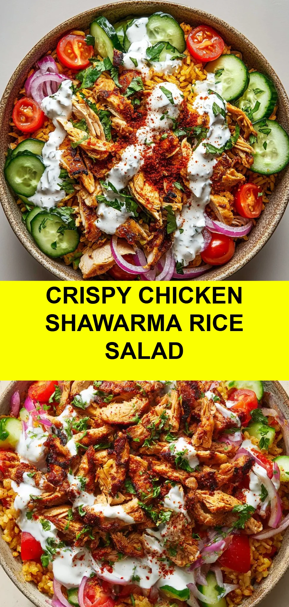 Crispy Chicken Shawarma Rice Salad
