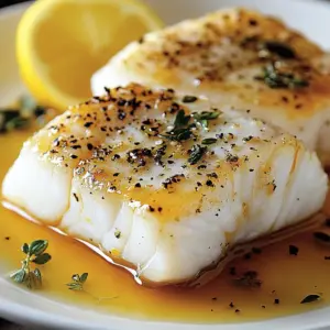 Crispy seared cod fillets served with fresh vegetables on a plate