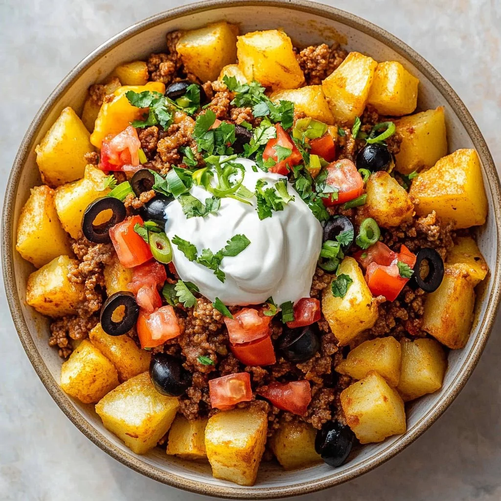 Delicious crispy weeknight taco bowls topped with fresh ingredients