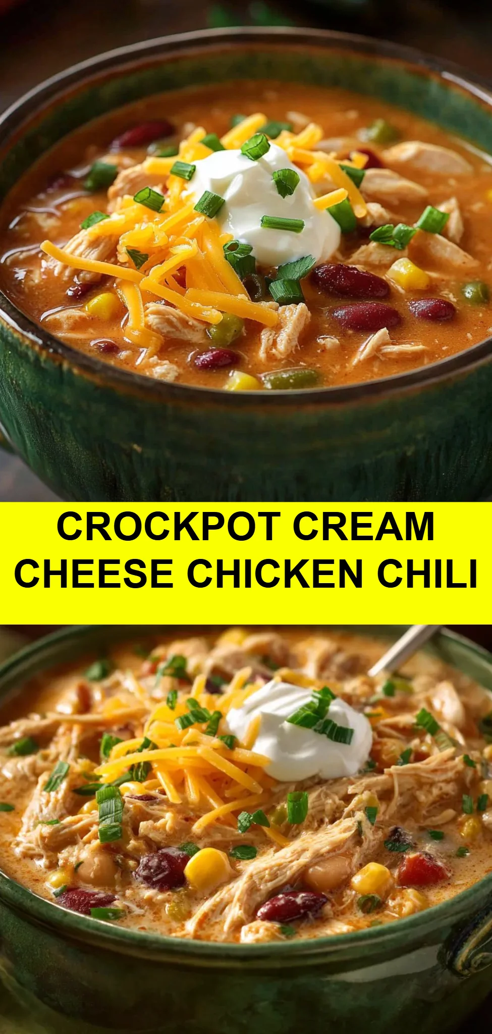 Crockpot Cream Cheese Chicken Chili