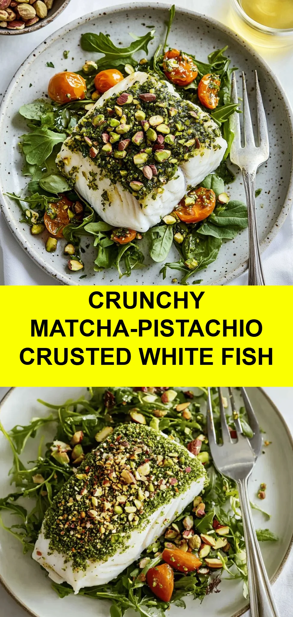 Crunchy Matcha-Pistachio Crusted White Fish