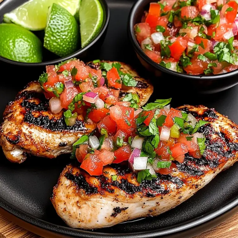 Plate of delicious Pico de Gallo Chicken topped with fresh ingredients