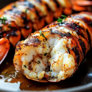 Delicious garlic butter lobster tail ready to serve