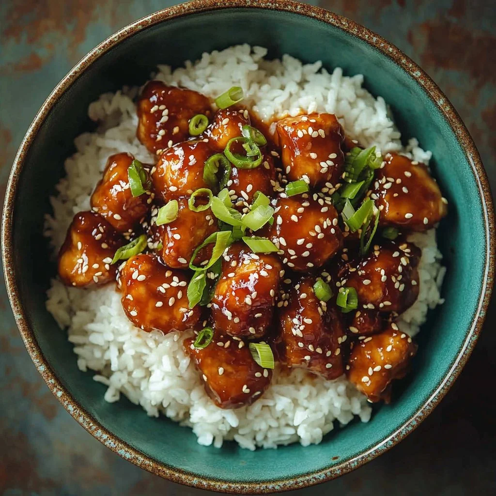 Delicious Easy Hawaiian Crockpot Chicken served with rice and pineapple