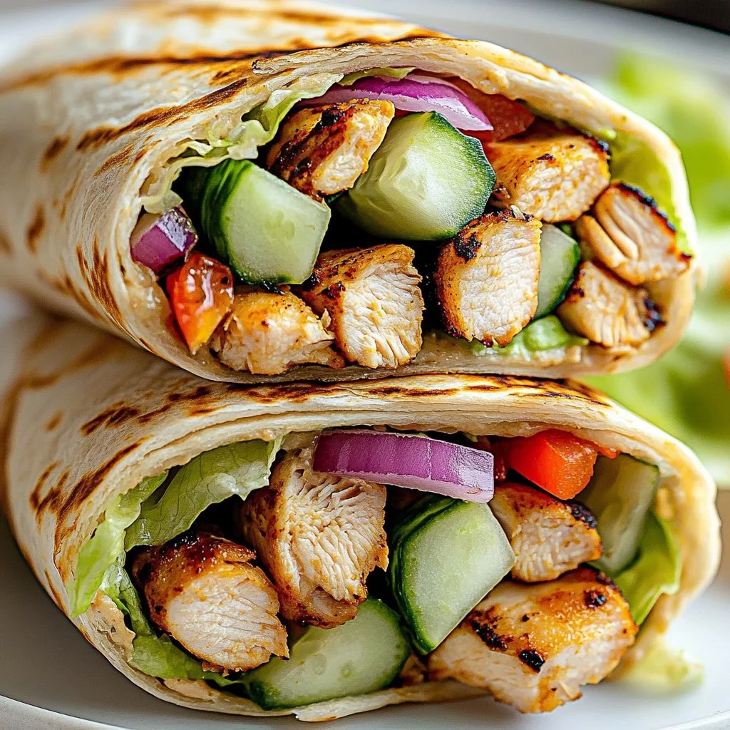 Easy honey mustard chicken wraps with fresh ingredients and spices.