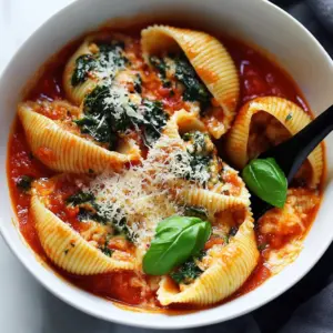 Baked spinach ricotta stuffed shells garnished with fresh herbs