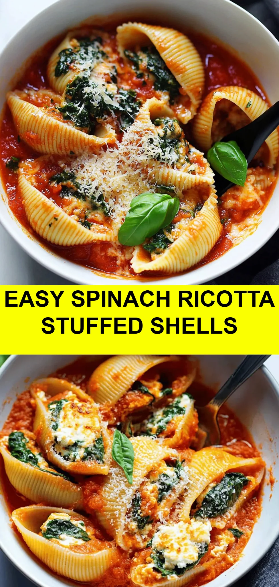 Easy Spinach Ricotta Stuffed Shells