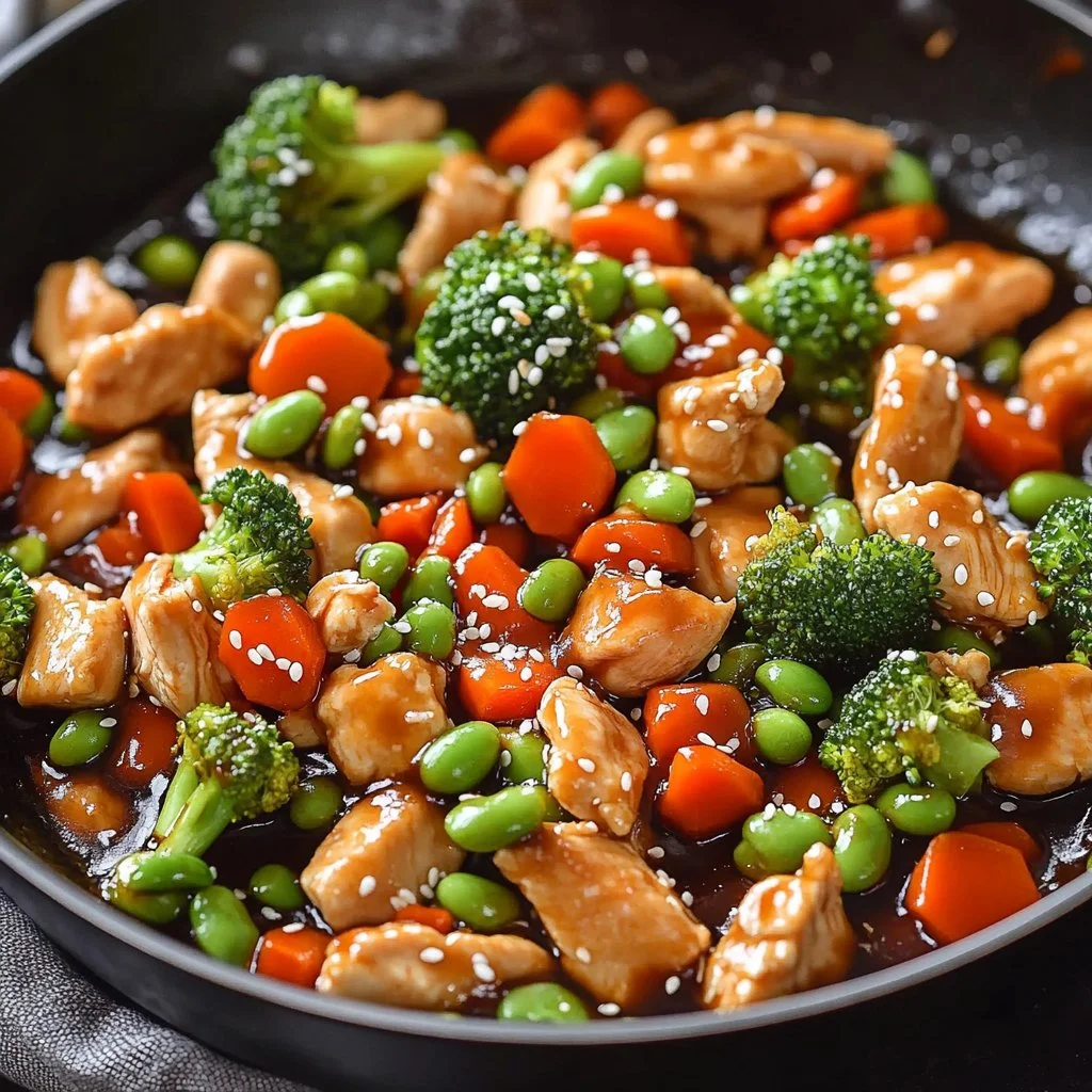 Delicious easy weeknight chicken stir-fry with colorful vegetables