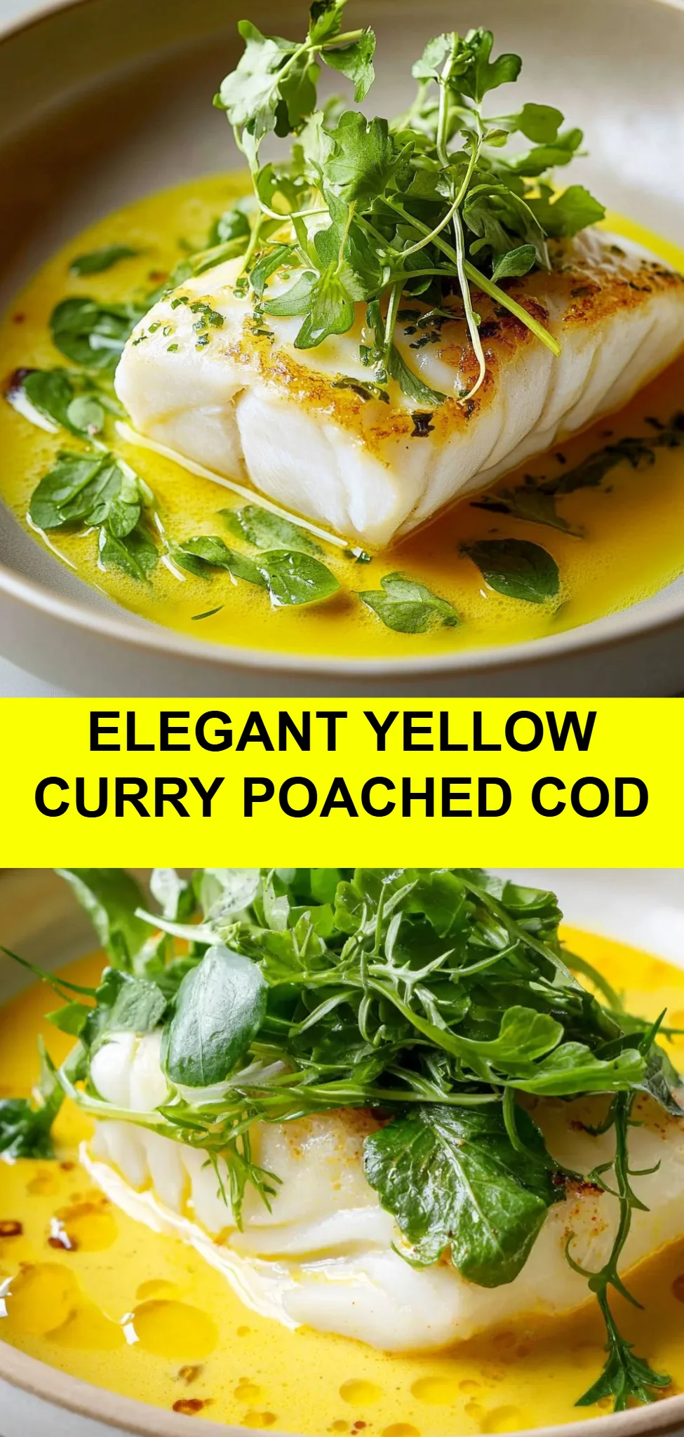 Elegant Yellow Curry Poached Cod