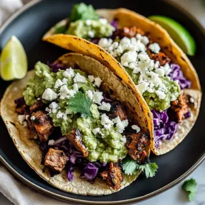 Delicious salmon tacos garnished with fresh vegetables and lime