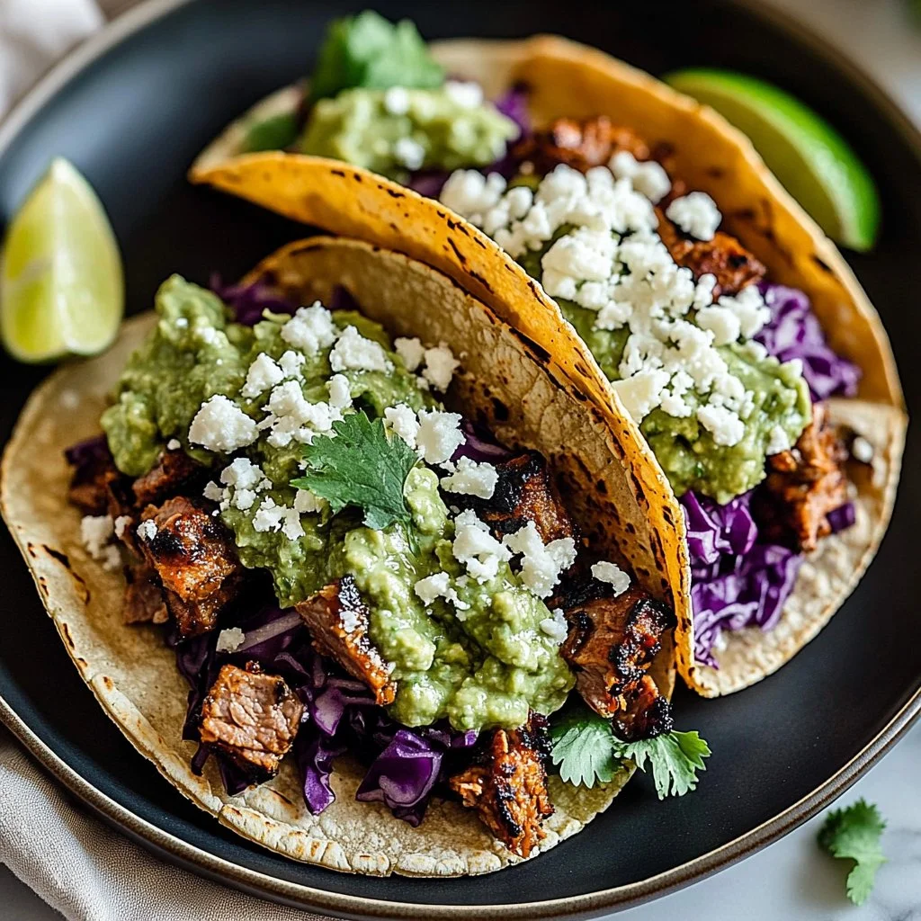 Delicious salmon tacos garnished with fresh vegetables and lime