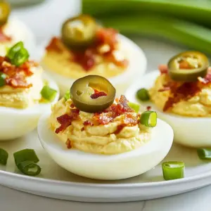 Gilded Deviled Eggs garnished elegantly on a serving platter