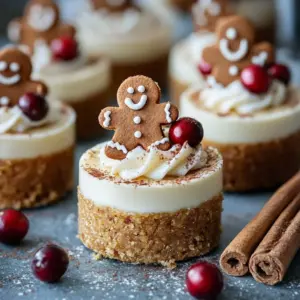 Gingerbread No-Bake Cheesecake Cups topped with holiday spices