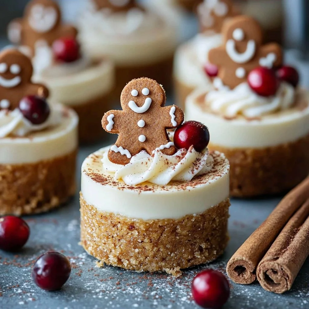 Gingerbread No-Bake Cheesecake Cups topped with holiday spices