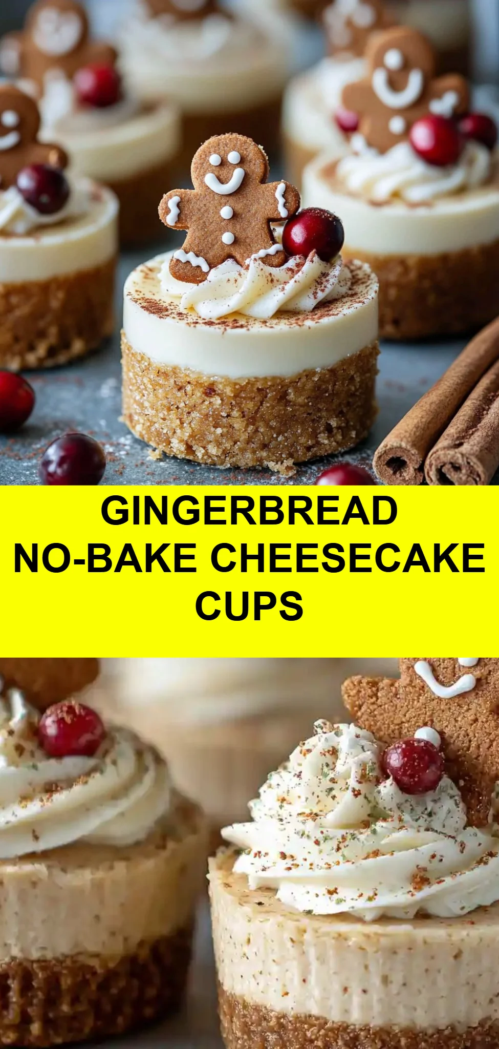 Gingerbread No-Bake Cheesecake Cups