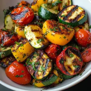 Grilled halloumi cheese served with colorful roasted vegetables