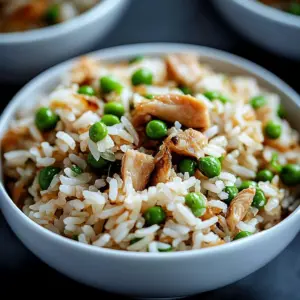 Bowl of flavorful Adobo Fried Rice garnished with green onions and served warm.