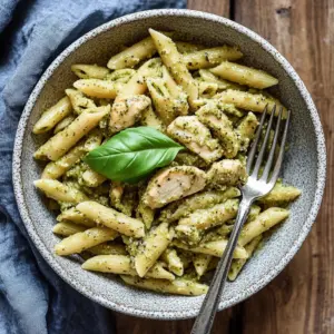 Creamy chicken pesto pasta, a delicious and easy dinner recipe with vibrant flavors.