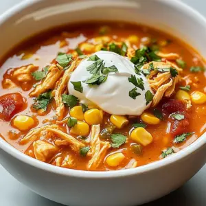 Bowl of irresistibly easy buffalo chicken chili topped with green onions and cheese