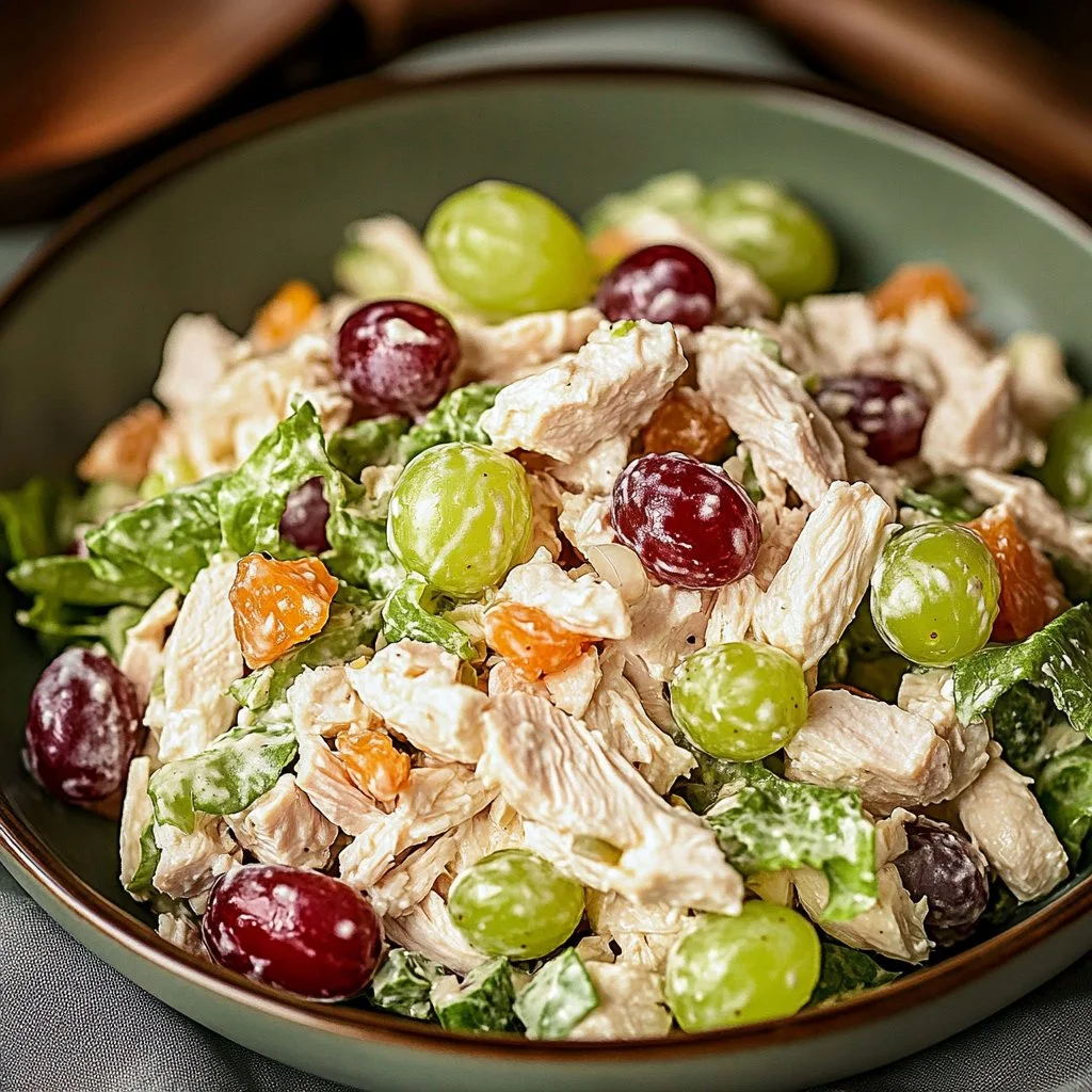 Delicious leftover turkey salad with fresh vegetables and dressing.