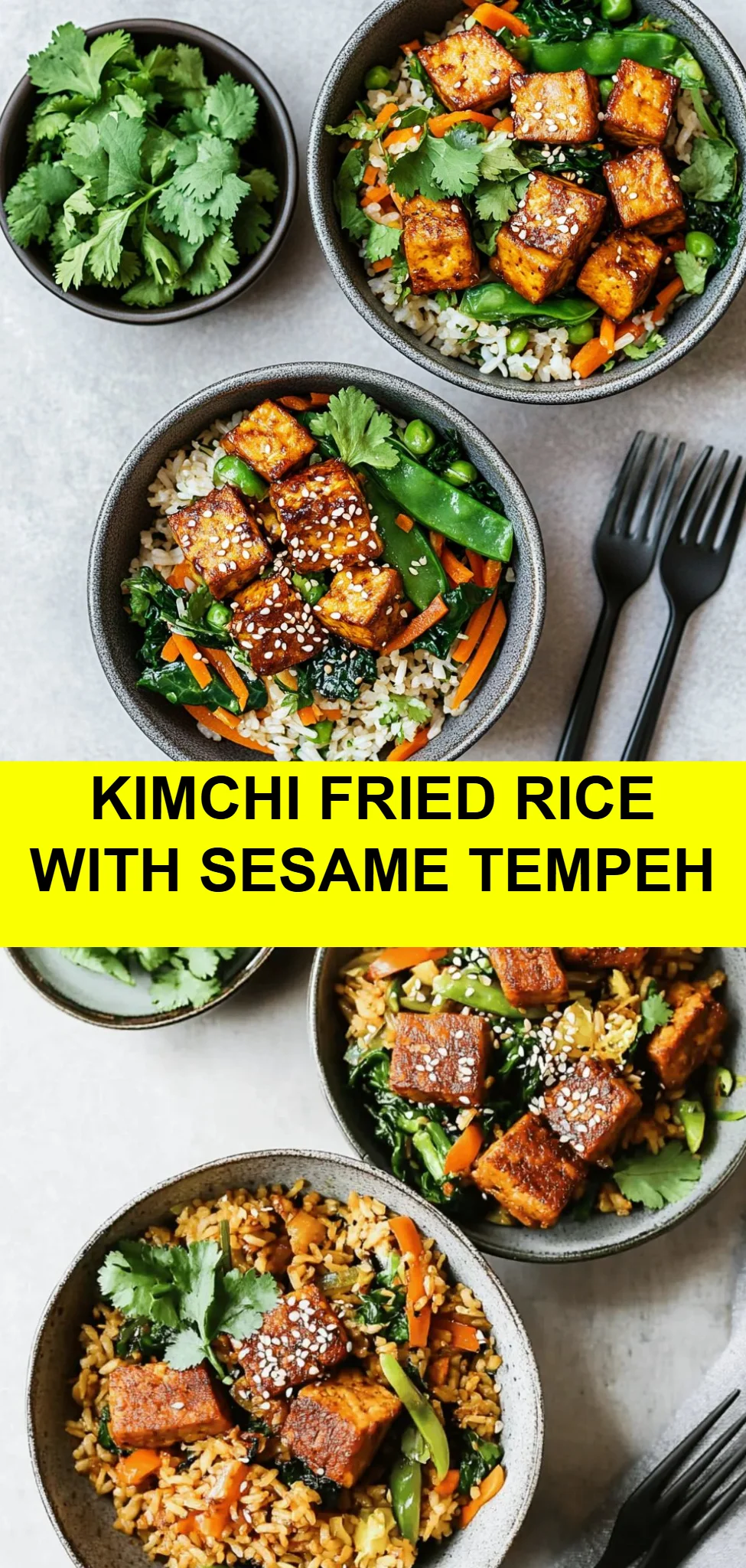 Kimchi Fried Rice with Sesame Tempeh