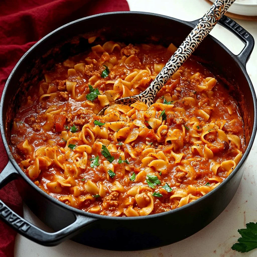 A warm bowl of lasagna soup with cheese and pasta, a comforting Italian dish.