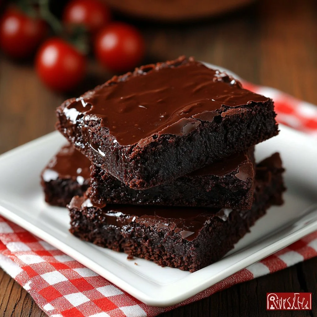 Delicious Lunch Lady's legendary brownies on a plate, rich and fudgy dessert.
