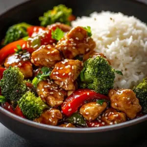 Minute Teriyaki Chicken Stir Fry recipe served in a bowl with vegetables