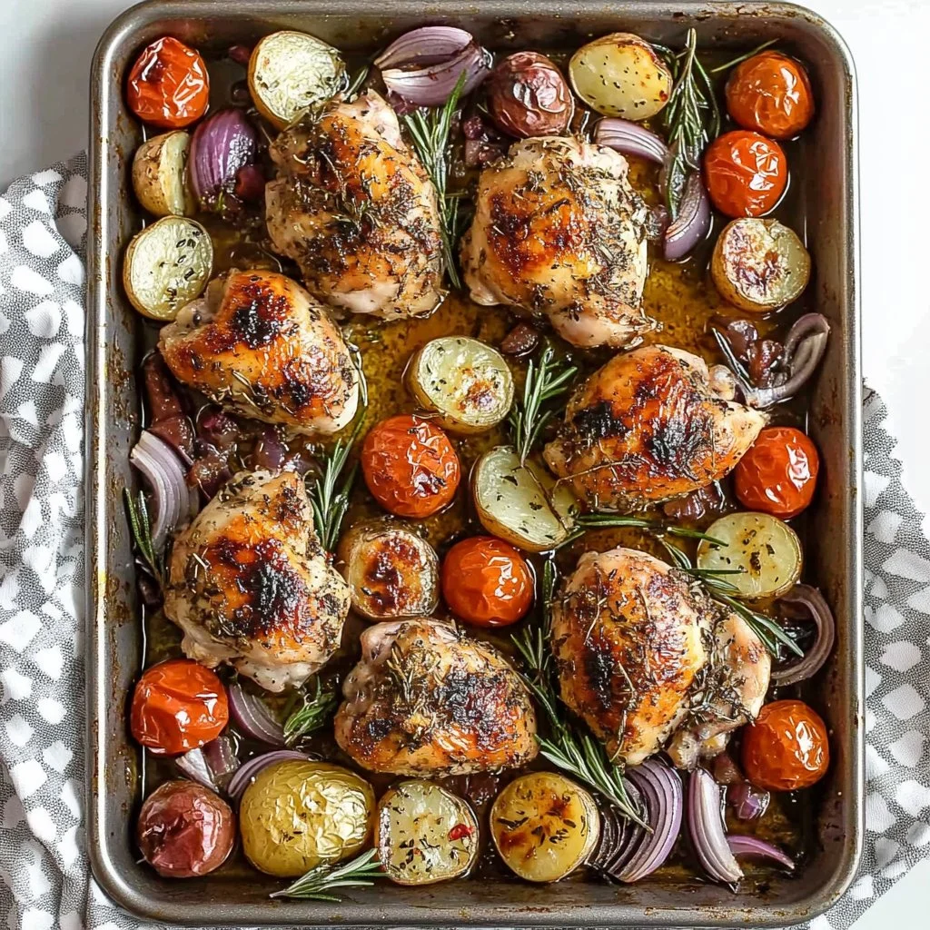 One-Pan Weeknight Dinner with colorful vegetables and protein in a skillet
